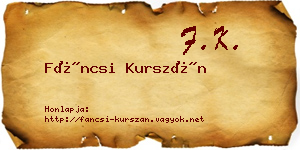 Fáncsi Kurszán névjegykártya